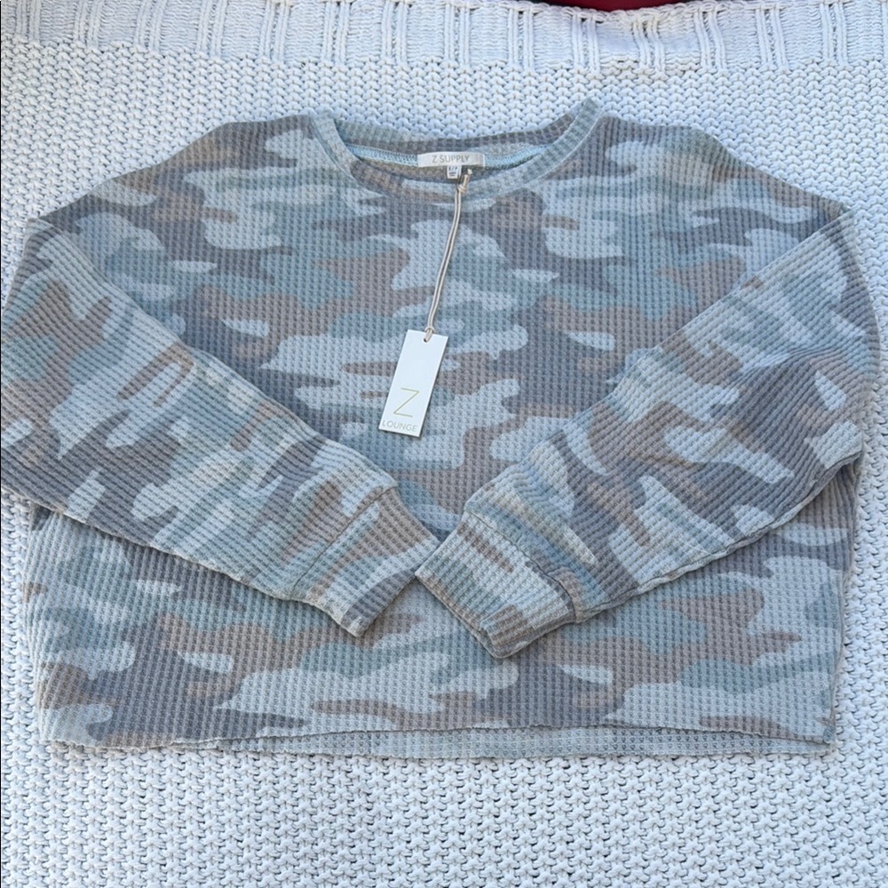 Z Supply Camo Sweater - Gray
